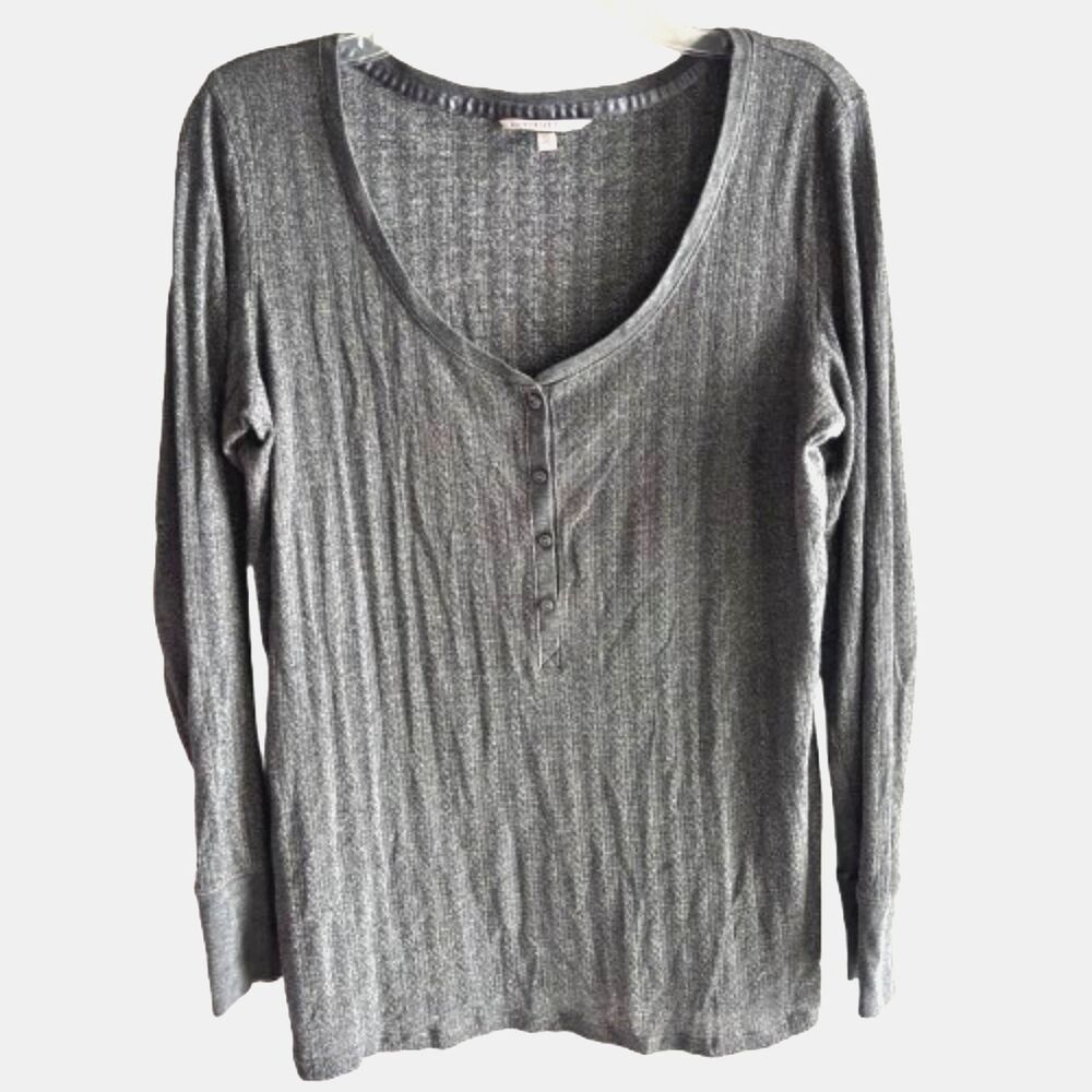 Victoria’s Secret Women’s Size XL Gray Silver Shimmer LS Scoop Neck Knit Top #W